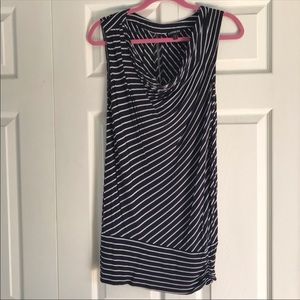 Express Black & White Striped Small Sleeveless Top